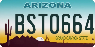AZ license plate BST0664