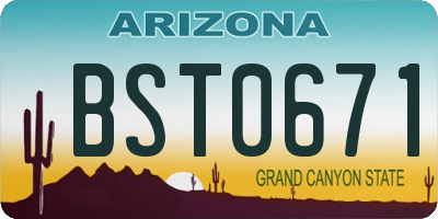 AZ license plate BST0671