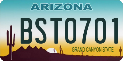 AZ license plate BST0701