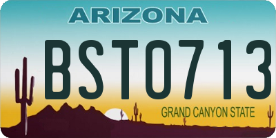 AZ license plate BST0713