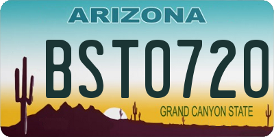 AZ license plate BST0720
