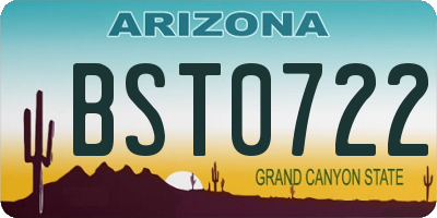 AZ license plate BST0722