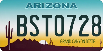 AZ license plate BST0728