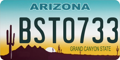 AZ license plate BST0733