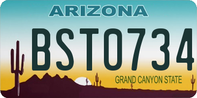 AZ license plate BST0734