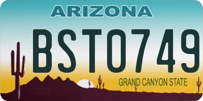 AZ license plate BST0749
