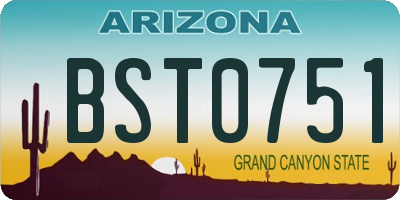 AZ license plate BST0751