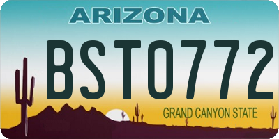 AZ license plate BST0772