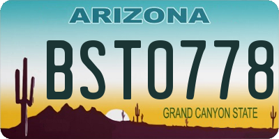 AZ license plate BST0778