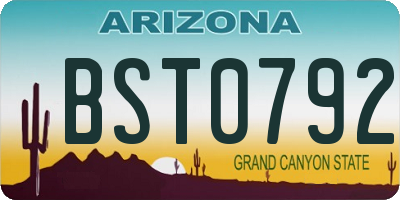 AZ license plate BST0792