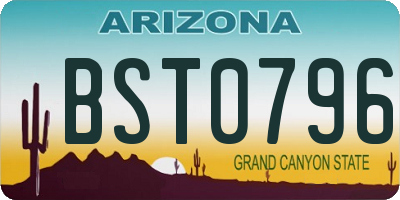 AZ license plate BST0796