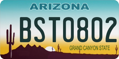 AZ license plate BST0802