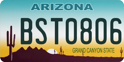 AZ license plate BST0806