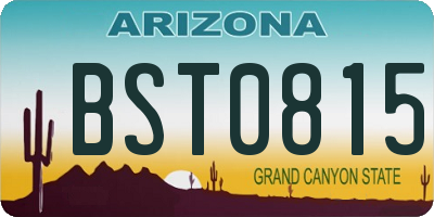 AZ license plate BST0815