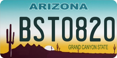 AZ license plate BST0820