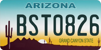AZ license plate BST0826
