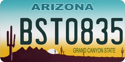 AZ license plate BST0835