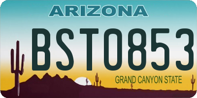 AZ license plate BST0853