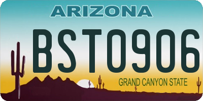 AZ license plate BST0906