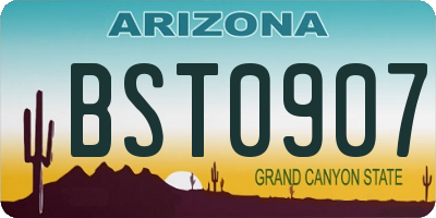 AZ license plate BST0907