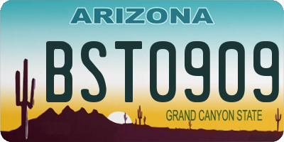 AZ license plate BST0909