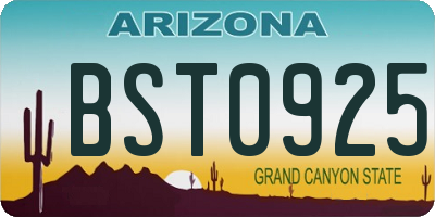 AZ license plate BST0925