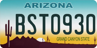 AZ license plate BST0930