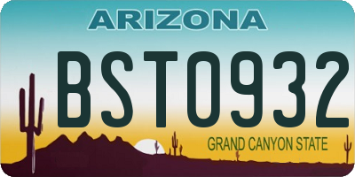 AZ license plate BST0932
