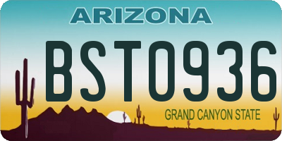 AZ license plate BST0936