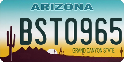 AZ license plate BST0965