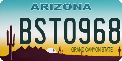 AZ license plate BST0968