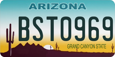 AZ license plate BST0969