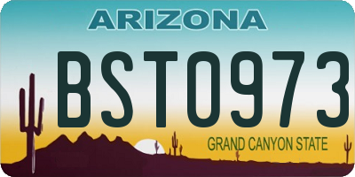 AZ license plate BST0973