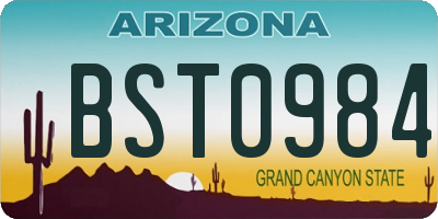 AZ license plate BST0984