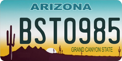 AZ license plate BST0985
