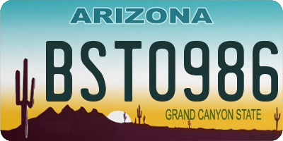 AZ license plate BST0986