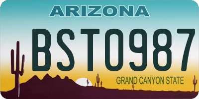 AZ license plate BST0987