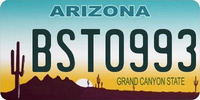 AZ license plate BST0993