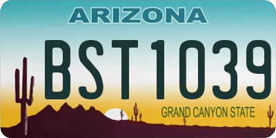 AZ license plate BST1039