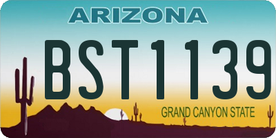 AZ license plate BST1139