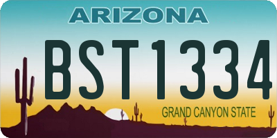 AZ license plate BST1334