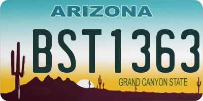 AZ license plate BST1363