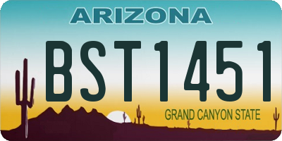 AZ license plate BST1451