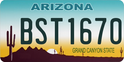 AZ license plate BST1670