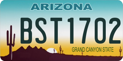 AZ license plate BST1702