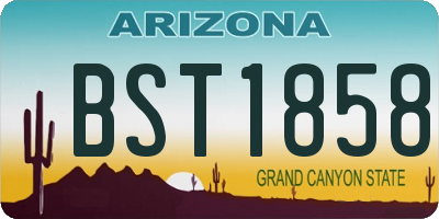 AZ license plate BST1858