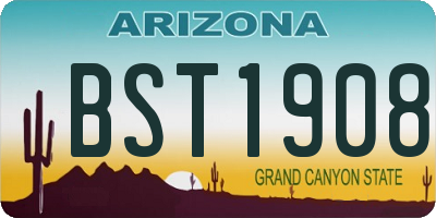 AZ license plate BST1908