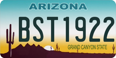 AZ license plate BST1922