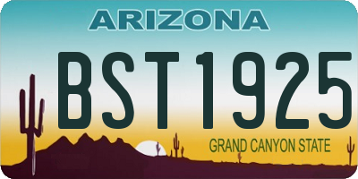AZ license plate BST1925