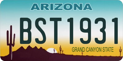 AZ license plate BST1931